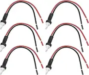VGOL 6Pcs T10 Male Socket Extended Wire Connector Plug Adapter Assembly Holders fits 194 168 W-5W Wiring Harness for Turn Signal Lights Daytime Running Light