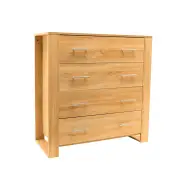 Design Square Modern Wooden Chest Of 4-Drawers Tallboy Storage Cabinet - Oak