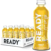 Ready® Protein Water – 20g Whey Protein Isolate, Zero Sugar, Low-Calorie Sports Drink for Hydration & Recovery – Electrolytes, Essential Amino Acids – Lemon Ice, 16.9 fl oz Bottles (12-Pack)