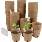 100 Pack Seed Starter Tray Kit, Biodegradable Peat Pots for Seedling with 100...