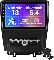 Android 13 Car Radio for 2+32G Ford Mustang 2010-2014 10.1'' 1280 * 720 Touchscreen Car Stereo with Carplay Android Auto Backup Camera Mirror Link GPS Navigation WiFi 6 Bluetooth 5.4 SWC