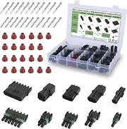 MUYI 329PCS Weather Pack Connectors Kit, 23 Sets Waterproof Connector 1/2/3/4/6 Pin Automotive Connectors 20-14AWG Wire Harness Connectors with Terminals Pins Socket Contacts