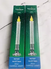 Window Candle Light led Bulb Silver Glitter 9.5" battery operated with timer Set