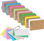 NOTEZMATE Index Cards,800 PCS Ruled Revision Cards,56 x 74mm Revision Cards with Binder Ring,8 Assorted Colours Vocabulary Notecards Colourful Flash Cards Small for Office School Home Study Record