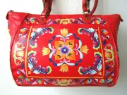 ANUSCHKA TUSCAN TILES RED HAND PAINTED LEATHER TOTE WITH ORGANIZER WALLET - NWT
