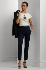 Lauren Ralph Lauren Double Faced Stretch Cotton Pants in Lauren Navy at Nordstrom, Size 14