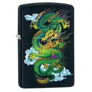 Zippo Black Matte Green Dragon Refillable Lighter #99369