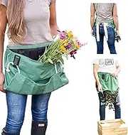 Roo Garden Apron - "The Joey" - Gardening Work and Harvesting Tool Belt with Storage Pockets and Canvas Pouch - Womens One Size Fits All - Cotton Canvas Machine Washable - Leaf Green