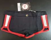 Size 28" / 3 Vintage SWORDFISH swimming beach briefs Black with Red/White trim