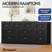 ALFORDSON 7 Chest of Drawers Bedside Table Bedroom Storage Hamptons Black