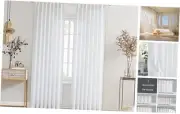 White Pinch Pleat Sheer Curtain 102 Inches Long Linen Textured Pleated Drape