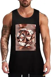 [NQHJT] Men Tank Tops Rose Gold Faux Glitter Sleeveless T Shirts for Men's Fitness Quick Dry Gym Tank Top for Men