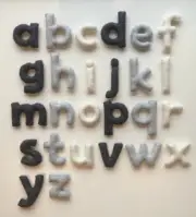 Grey Cream lowercase felt alphabet