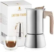 Snadi - Italian Moka Coffee Machine 6 Cups | Modern and Elegant Design | for Induction, Ceramic Hob, Electric and Gas | Ergonomic and Robust | Stainless Steel | Espresso Coffee