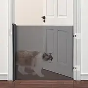 No Drilling Retractable Pet Gates | Stair Pet Gates with Dur-able Mesh and Hook Design | Safety Baby Gate Easy Install | Safety Barrier for Stairs and Doorways, Ideal for Pets and Kids