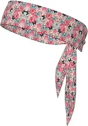 Colorful Flowers Sports Strap Double-Sided Headscarf Men's Bow Tie Sports Headscarf Running Yoga Exercise Headband