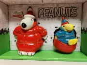 New 2024 Peanuts Snoopy & Woodstock Winter Puffy Coat Salt Pepper Set Christmas