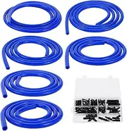 Silicone Vacuum Tubing Hose 130PSI Max Pressure Automotive Vacuum Line Blue with Vacuum Connector 1 Set 5Ft 3/4/5/6/8/10mm ID 2.5mm Thickness