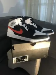 Jordan 1 Mid Black/chilli Red-white Sz11 100% Authentic DS