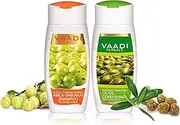Vaadi Herbals Organic Sulfate Free Shampoo And Conditioner Set - Amla with Shikakai Reetha Anti-Dandruff Shampoo + Olive Hair Growth Conditioner For Hair Loss Volume Conditioner - For All Type Of Hair - For Women & Men 2 X 110ml