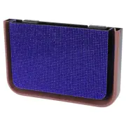 Car Trash Can Foldable Back Seats Rhinestone Plastic Trash Bin Blue Black 1 Pcs