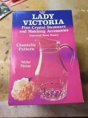 Vintage Lady Victoria Fine Crystal Stemware Water Pitcher 9"France