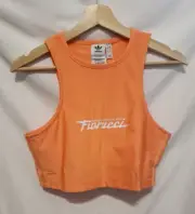 ADIDAS Fiorucci Cropped Tank Women Large Semi Coral Athletic Wide Arm Opening