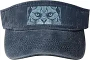 [RLDOBOFE] Sun Visor Hat Adjustable Empty Top Baseball Cap Blue cat Head Pattern Sun Hats for Women Men Sports Hats Summer Beach Cap