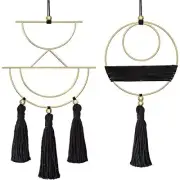 2 Pcs Small Macrame Wall Hanging Boho Decor Cute Home Art X-Small Black