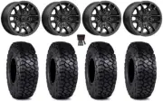 MSA Fang 15" Wheels Black (+38mm) 30" Intersect Tires Kawasaki Teryx Mule