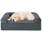 Orthopedic Dog Bed Memory Foam Pet Bed with Headrest for Large Dogs-Grey - Color