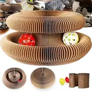 Cat Ball Toy, Foldable Cat Ball Track With 2 Cat Balls With Bells, Magic Organ Cat Scratching Board Interactive Cat Toy For Indoor Cats, Mental Physical Training Exercise Cat Ball Roller For Kitten
