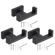 Double Towel Hook, 3Pack 304 Stainless Steel Wall Mounted Hanger, Black