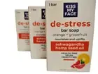 3X - KISS MY FACE Bar Soap, 5oz, ASHWAGANDA HEMP SEED OIL, Orange/Grapefruit