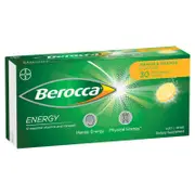 Berocca Energy Mango & Orange Flavour Effervescent Tablets 30 Pack
