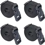 [Gutezeiten] Utility Straps Tie Down Straps with Buckle Quick-Release Adjustable Nylon Camping Sleeping Bag Straps Black 4 Pack (6 feet, Black)