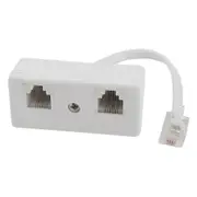 6P4C RJ11 Male to Dual Female Telephone Line Splitter Connector Adapter White
