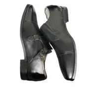 WearWell Oxford Shoes Mens 46 Black Leather Double Monk Strap Workwear Office