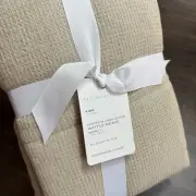 POTTERY BARN EUROPEAN FLAX LINEN WAFFLE COMFORTER SHAM SET (3) KING ~ FLAX