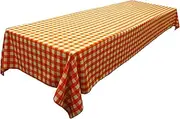 LA Linen Polyester Gingham Checkered Rectangular Tablecloth, White/Orange, 60" x 84"