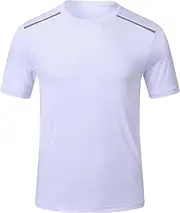 [Huayuzh] UV Shirt Men's Rash Guard T-Shirt Swimming Shirt UPF 50+ Quick Drying Lightweight Breathable Surfing Hiking Top, 10-White, Large