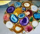 Round Shape Mix Agate Stone Coffee Table, Side Table, Agate Console Table Decors