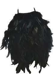 [Hellery] Artificial Feather Halter Tank Top for Cocktail Party Stage Performance Black