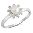 Fresh Water Pearl Flower Ring Genuine Sterling Silver 925 Height 10 mm Size 10