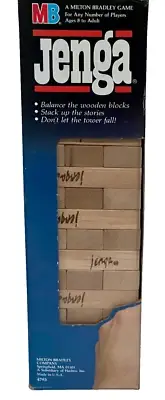 1986 Milton Bradley Jenga Wood Tiles Blocks Stacking Game