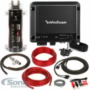 Rockford Fosgate R500X1D Monoblock Amplifier w/ 4 AWG Amp Kit & Capacitor Bundle