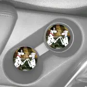 PONGO & PERDITA 101 DALMATIANS CUSTOM CAR COASTER SET OF 2 RUBBER DRINK HOLDER