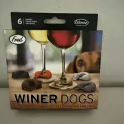 New Set of 6 Silicone Fred WINER DOGS Dachshund Dog Drink Wine Glass Markers