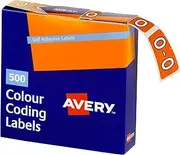 Avery O Side Tab Colour Coding Labels for Lateral Filing, 25 x 38 mm, Orange, 500 Labels (43215)
