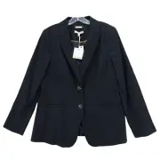 NWT TALBOTS Black Blazer Jacket Woven ITALY Luxury Collection Wool Blend Size 14